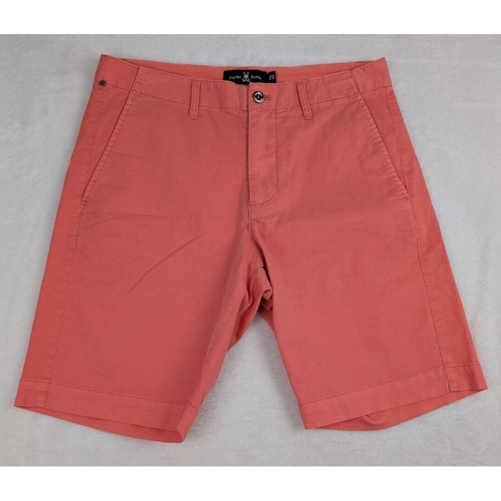 Pyscho Bunny‎ Flat Front Chino Shorts Mens 29 Pink/Orange Stretch Casual